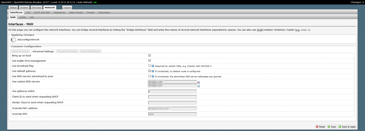 OpenWRT WAN Settings