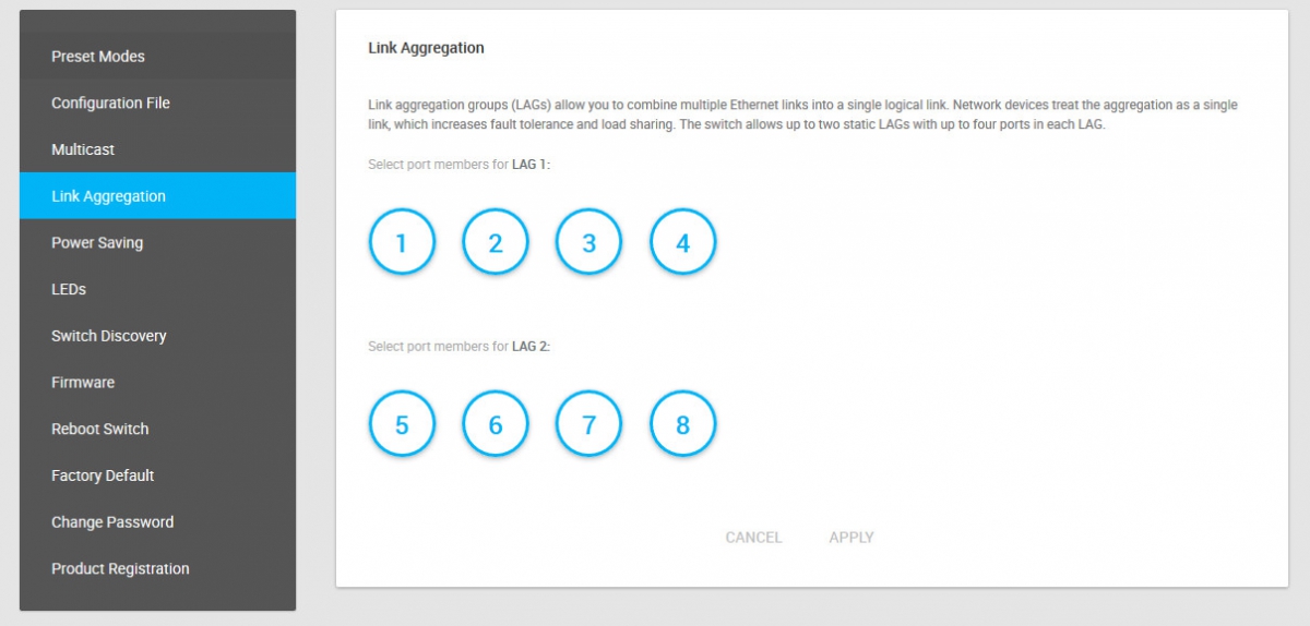 S8000 Link Aggregation Settings