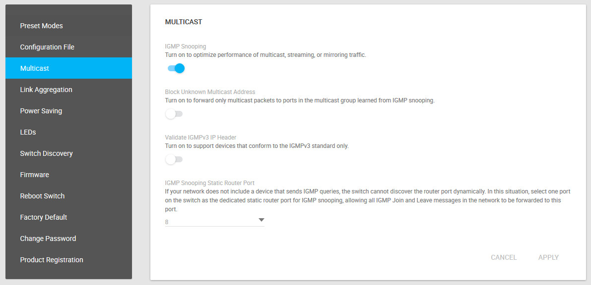 S8000 Multicast Settings